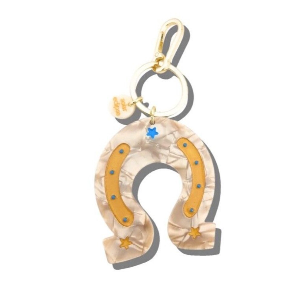 Solar Eclipse Horseshoe Keychain Bag Charm MoMA Western Star Hand painted